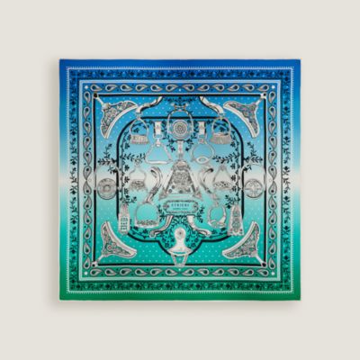 Brides de Gala pleated bandana 55 - Blue | Hermès USA